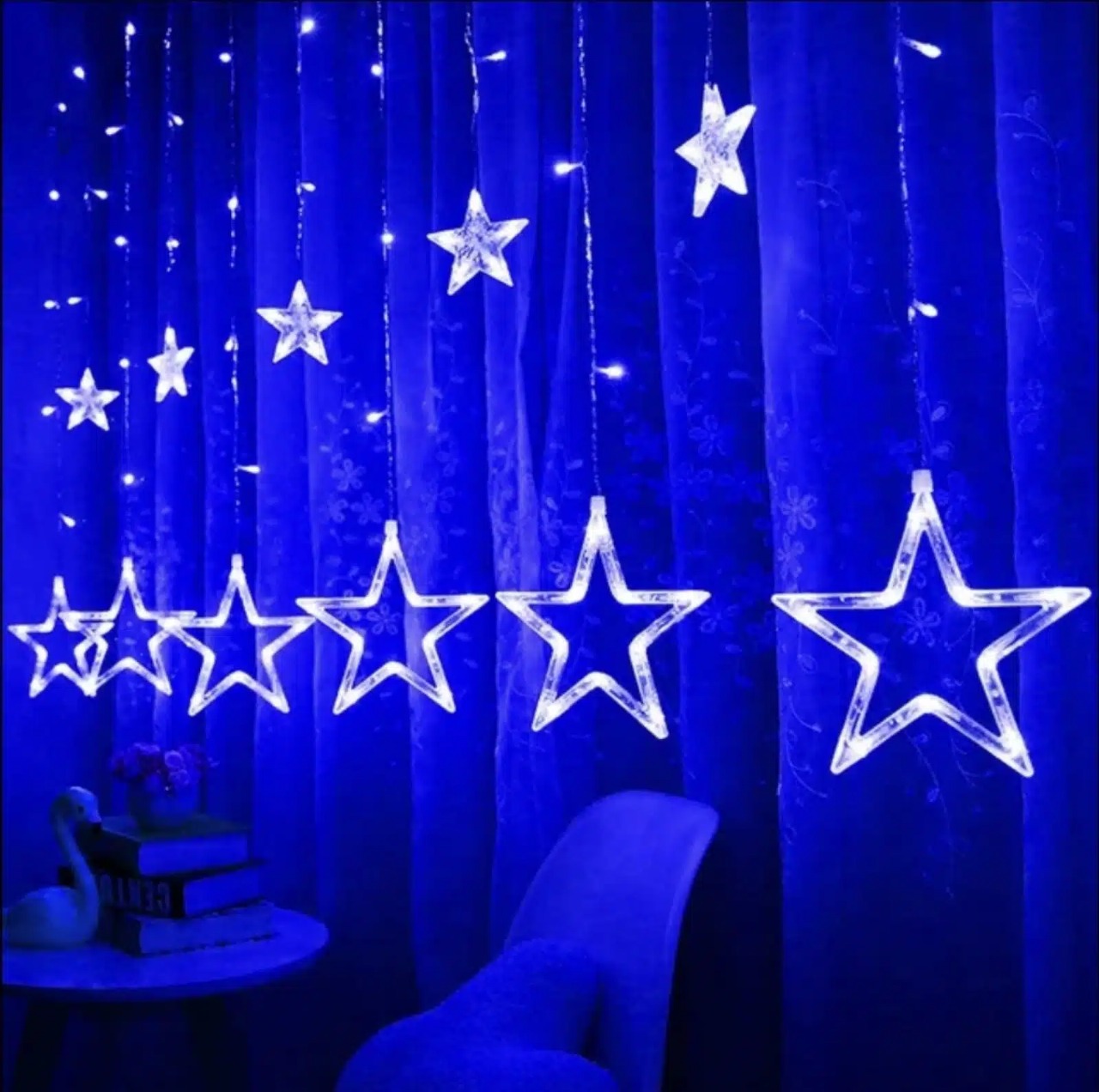 LUCES NAVIDAD CASCADAS ESTRELLAS 3M X 1M